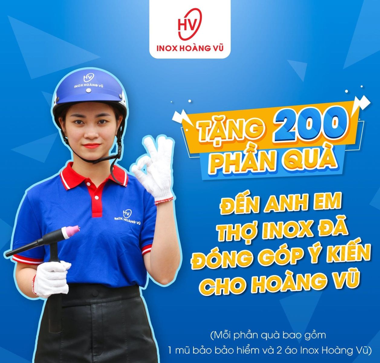 TẶNG 200 PHẦN QUÀ ĐẾN ANH EM THỢ INOX ĐÃ ĐÓNG GÓP Ý KIẾN CHO HOÀNG VŨ