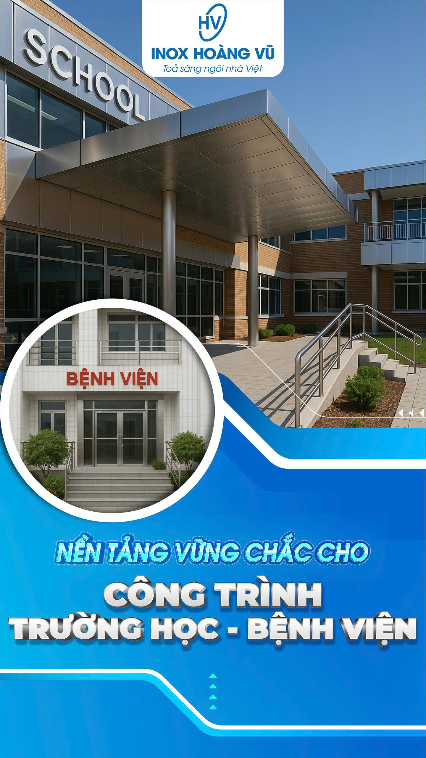 GIẢI PHÁP BỀN VỮNG CHO CÔNG TRÌNH BỆNH VIỆN VÀ TRƯỜNG HỌC